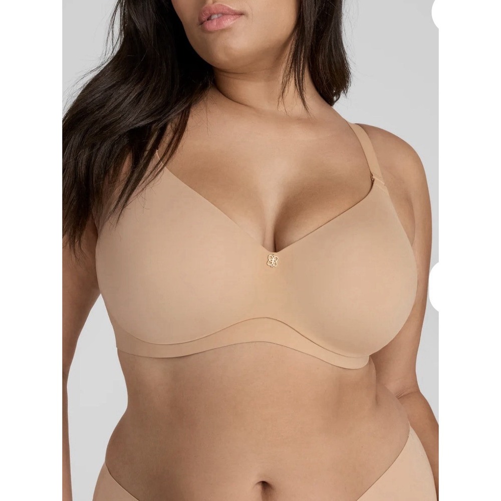 Honeylove Cloud Embrace Wire Free T-Shirt Bra Size 38DDD (F) Sand Nude Beige
